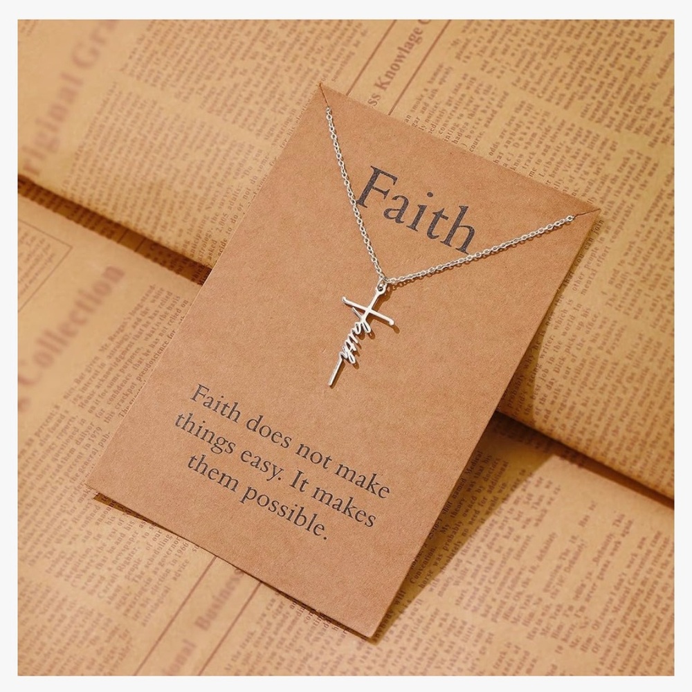 𝗡𝗘𝗪 “Faith” on Cross Necklace